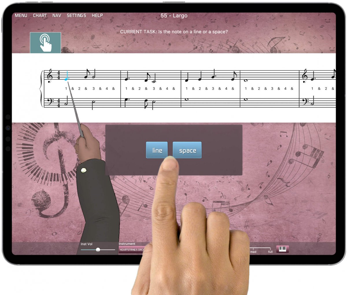 iPad running Musiah piano learning app