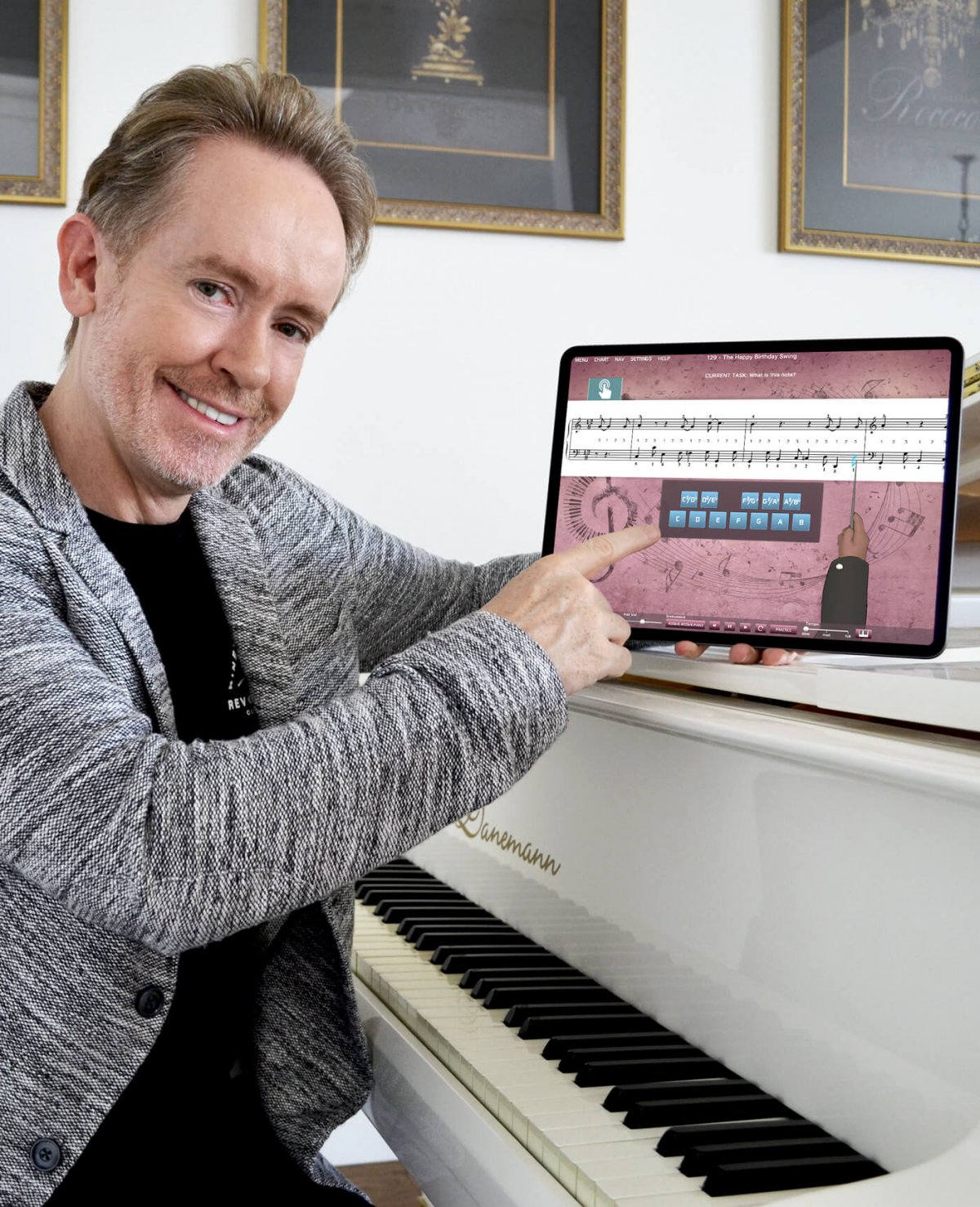 Musiah Inventor showing new iPad piano lessons app Musiah 